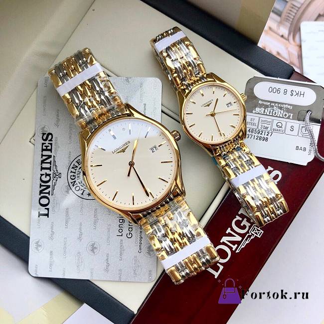 Fortok Longines Watches Silver With Gold Men's 39mm/ Women's 24mm  - 1