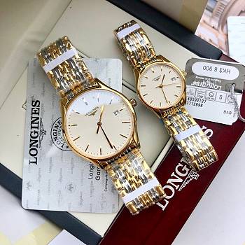 Fortok Longines Watches Silver With Gold Men's 39mm/ Women's 24mm 