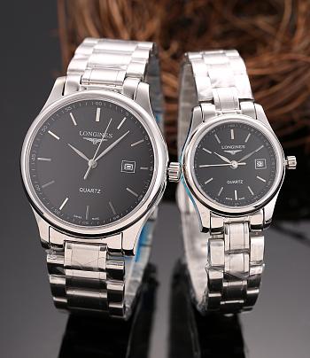 Fortok Longines Watches Silver With Gold Men's 40mm/ Women's 29mm Black/White
