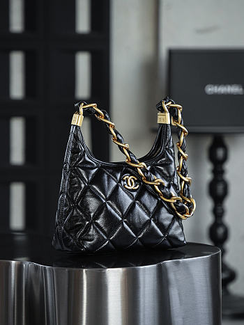Fortok Chanel 24A Small Hobo bag Black 22.5*19.5*8.5cm