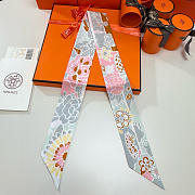 Fortok Hermes Twilly Silk in red-dyed pattern 5 x 86 cm - 1