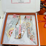 Fortok Hermes Twilly Silk in red-dyed pattern 5 x 86 cm - 6