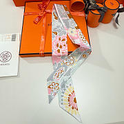 Fortok Hermes Twilly Silk in red-dyed pattern 5 x 86 cm - 2