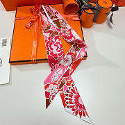 Fortok Hermes Twilly Silk in red-dyed pattern 02 5x86 cm  - 2