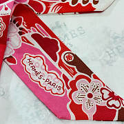 Fortok Hermes Twilly Silk in red-dyed pattern 02 5x86 cm  - 4
