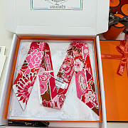 Fortok Hermes Twilly Silk in red-dyed pattern 02 5x86 cm  - 5
