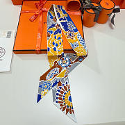 Fortok Hermes Twilly Silk in Yellow-dyed pattern 5x86cm - 4