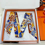 Fortok Hermes Twilly Silk in Yellow-dyed pattern 5x86cm - 5