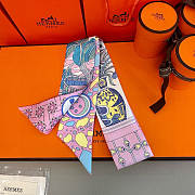 Fortok Hermes Twilly Silk in pink-dyed pattern 5x86cm - 4