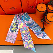 Fortok Hermes Twilly Silk in pink-dyed pattern 5x86cm - 2