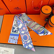 Fortok Hermes Twilly Silk in blue-dyed pattern 5x86cm - 1