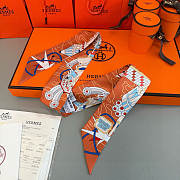 Fortok Hermes Twilly Silk in orange-dyed pattern 5x86cm - 6