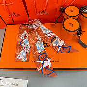 Fortok Hermes Twilly Silk in orange-dyed pattern 5x86cm - 5