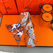 Fortok Hermes Twilly Silk in orange-dyed pattern 5x86cm - 2