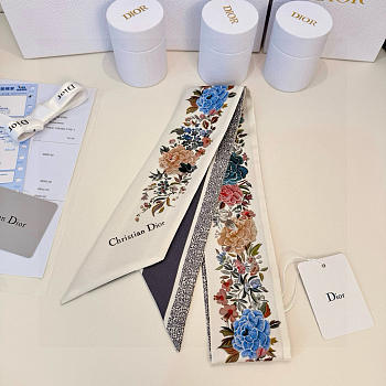 Fortok Dior Mitzah Scarf  Jardin d'Hiver in Silk 6x105cm