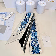 Fortok Dior Mitzah Scarf  Jardin d'Hiver in Silk Blue 6x105cm - 6