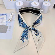 Fortok Dior Mitzah Scarf  Jardin d'Hiver in Silk Blue 6x105cm - 5