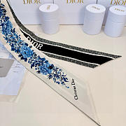 Fortok Dior Mitzah Scarf  Jardin d'Hiver in Silk Blue 6x105cm - 4