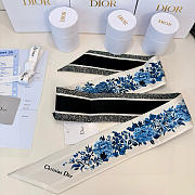 Fortok Dior Mitzah Scarf  Jardin d'Hiver in Silk Blue 6x105cm - 3