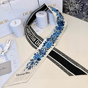 Fortok Dior Mitzah Scarf  Jardin d'Hiver in Silk Blue 6x105cm - 2