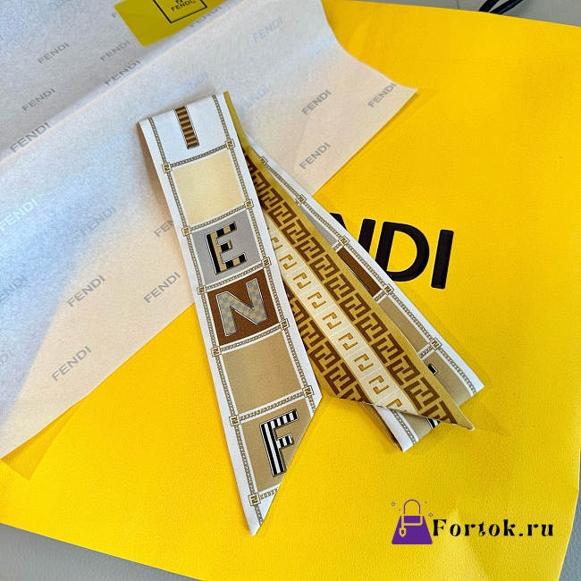 Fortok Fendi Wrappy Bandeau scarf in yellow versatile silk 105x5cm - 1
