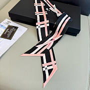 Fortok chanel Silk Bow Slim Bandeau Scarf Black Light Pink 6x120cm - 5