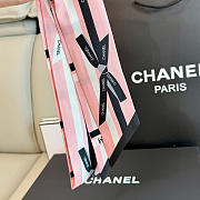 Fortok chanel Silk Bow Slim Bandeau Scarf Light Pink Black 6x120cm - 6