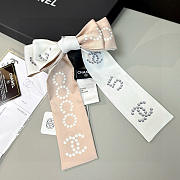 Fortok chanel Silk Twilly Bandeau Scarf Beige - 3
