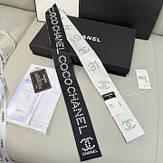 Fortok chanel coco Silk Twilly Bandeau Scarf Black - 2