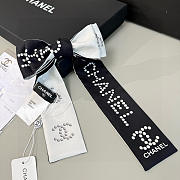 Fortok chanel coco Silk Twilly Bandeau Scarf Black - 3