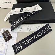 Fortok chanel coco Silk Twilly Bandeau Scarf Black - 4