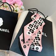 Fortok chanel Silk Twilly Bandeau Scarf Pink 6x120cm - 5