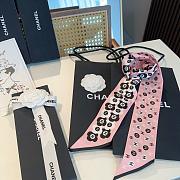 Fortok chanel Silk Twilly Bandeau Scarf Pink 6x120cm - 3