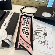 Fortok chanel Silk Twilly Bandeau Scarf Pink 6x120cm - 2