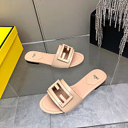 Fortok Fendi FF Logo-Patch Leather Slides Ebony - 2