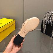 Fortok Fendi FF Logo-Patch Leather Slides Ebony - 3