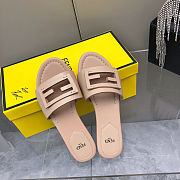 Fortok Fendi FF Logo-Patch Leather Slides Ebony - 5