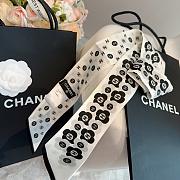Fortok chanel Silk Twilly Bandeau Scarf White 6x120cm - 5