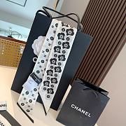 Fortok chanel Silk Twilly Bandeau Scarf White 6x120cm - 3