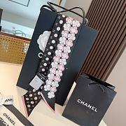 Fortok chanel Silk Twilly Bandeau Scarf Black 6x120cm - 1