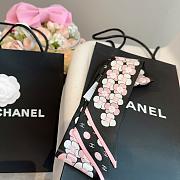 Fortok chanel Silk Twilly Bandeau Scarf Black 6x120cm - 5