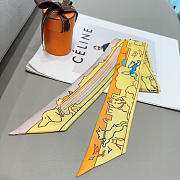 Fortok Hermes Silk Twilly Bandeau Scarf Yellow 5X86cm - 1