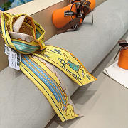 Fortok Hermes Silk Twilly Bandeau Scarf Yellow 5X86cm - 5