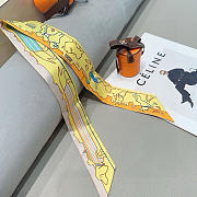 Fortok Hermes Silk Twilly Bandeau Scarf Yellow 5X86cm - 3