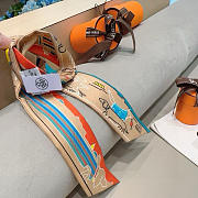Fortok Hermes Silk Twilly Bandeau Scarf Beige 5X86cm - 5