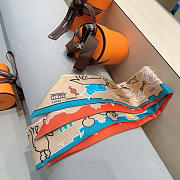 Fortok Hermes Silk Twilly Bandeau Scarf Beige 5X86cm - 2