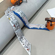 Fortok Hermes Silk Twilly Bandeau Scarf Grey 5X86cm - 4