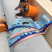 Fortok Hermes Silk Twilly Bandeau Scarf Blue 5X86cm  - 3