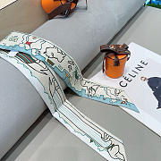 Fortok Hermes Silk Twilly Bandeau Scarf White 5X86cm - 5