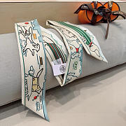 Fortok Hermes Silk Twilly Bandeau Scarf White 5X86cm - 2